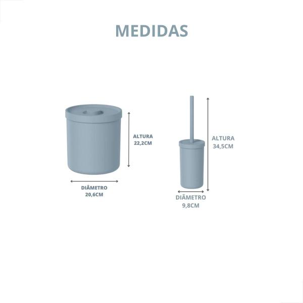 Imagem de Kit Lavabo Banheiro 5 Peças Azul Glacial Premium Resistente