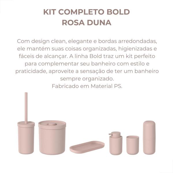 Imagem de Kit Lavabo Banheiro 6 Peças Rosa Duna Premium Resistente OU