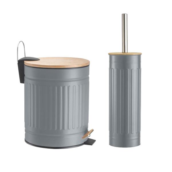 Kit Lavabo Banheiro Bambu Lixeira 5 Litros Pedal E Escova Sanitária - PGB Imagem de Kit Lavabo Banheiro Bambu Lixeira 5 Litros Pedal E Escova Sanitária