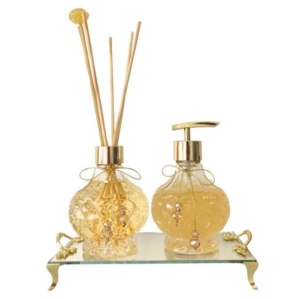 Imagem de Kit Lavabo Gold Aromatizador E Sabonete