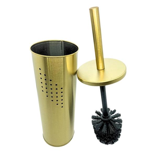 Imagem de Kit Lavabo Inox Dourado Lixeira 20L e Escova sanitaria Fineza