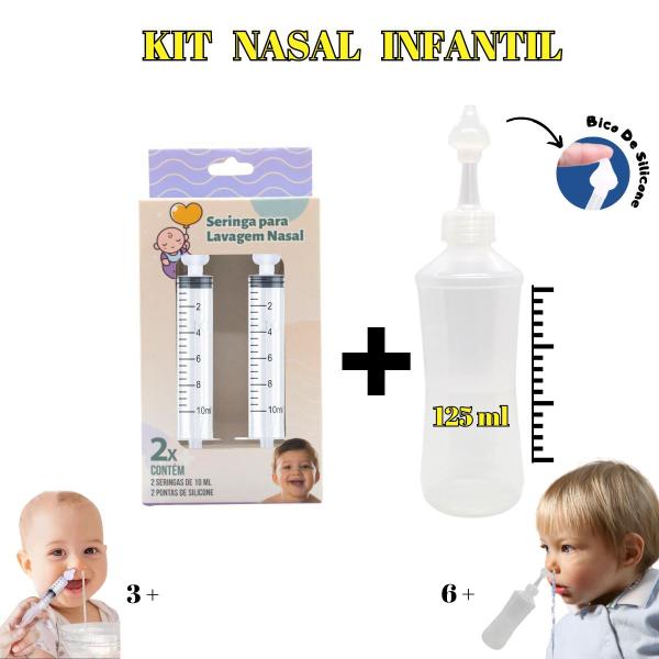 Imagem de Kit Lavagem Nasal Infantil Seringa c/2un + Dispositivo 125ml