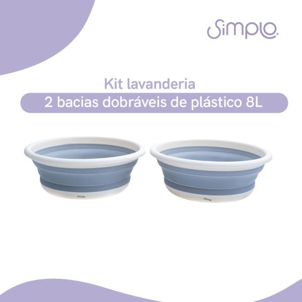 Kit Lavanderia de 2 Bacias Dobráveis de Plástico 8l Simplo Imagem de Kit Lavanderia de 2 Bacias Dobráveis de Plástico 8l Simplo