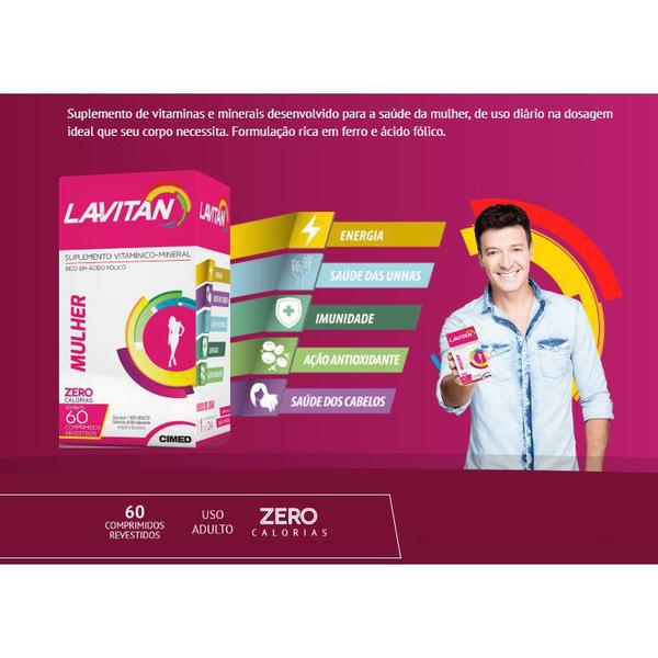 Kit Lavitan AZ mulher feminino c/2x60 acido folico imunidade energia - CIMED Imagem de Kit Lavitan AZ mulher feminino c/2x60 acido folico imunidade energia
