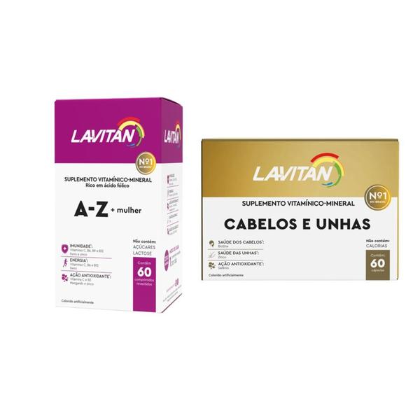 Imagem de Kit Lavitan Cabelos e Unhas+Lavitan A-z Mulher 60cpr - Cimed