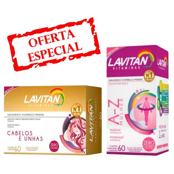 Imagem de Kit Lavitan Hair Cabelos E Unhas com Biotina Cimed 60 Cápsulas + 1 Lavitan Mulher c/60 cap