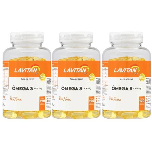 Imagem de Kit Lavitan Ômega 3 1000mg C/ 3Un De 120 Cápsulas Moles Cada