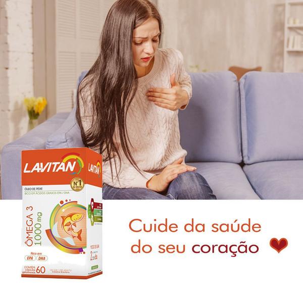 Imagem de kit Lavitan Omega 3 Oleo Peixe oferta 1000mg c/3x60 coração