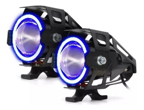 Imagem de Kit Led Farol Milha Moto CB500R 2017 2018 2019 Angel Eye Azul U7