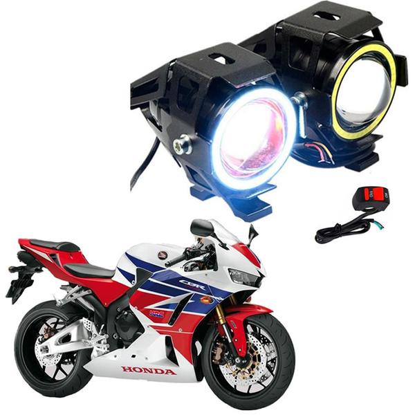 Imagem de Kit Led Farol Milha Moto CBR600RR 2003 2004 2005 2006 2007 2008 2009 2010 2011 2012 2013 Angel Eye U7