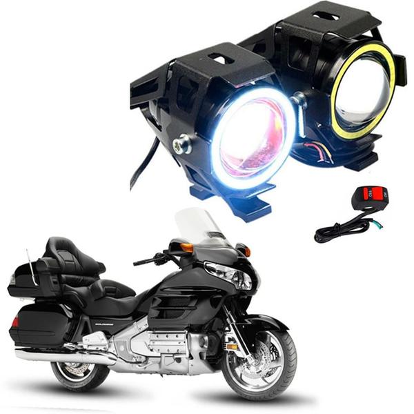 Imagem de Kit Led Farol Milha Moto Honda GL 1500 1993 a 2012 Angel Eye U7