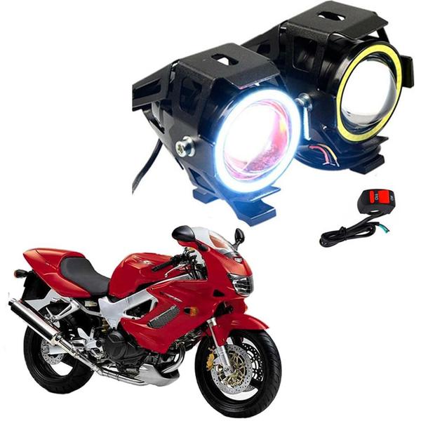 Imagem de Kit Led Farol Milha Moto Honda Super Hawk 1000 2004 2005 2006 2007 Angel Eye U7