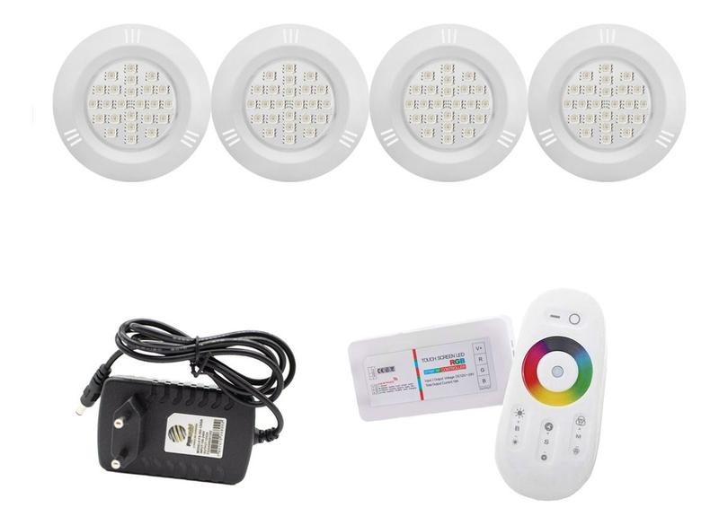 Imagem de Kit Led Piscina 40m² - 4 Leds 5w, 1 Módulo Rgb + Fonte