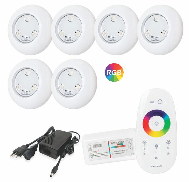 Imagem de Kit Led Piscina - 6 Leds 9W Hipool + Módulo Touch + Fonte