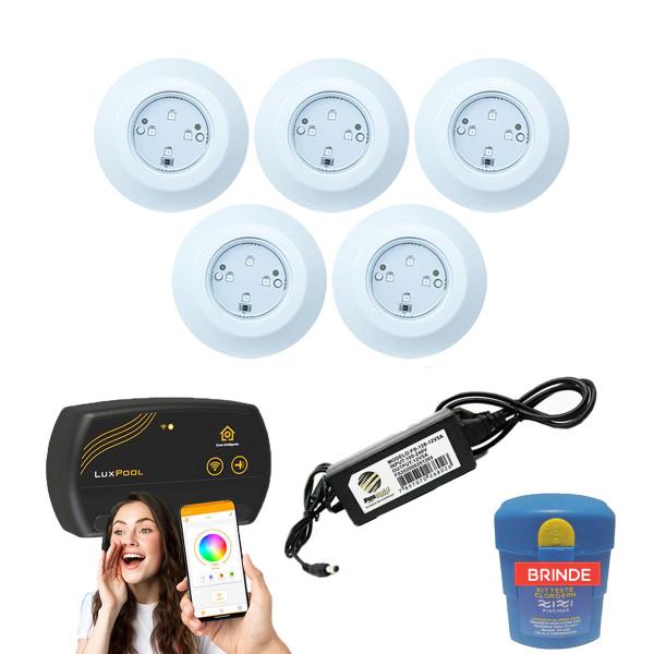 Imagem de Kit Led Piscina 60m² - 5 Leds 9w, 1 Smartlux + Fonte