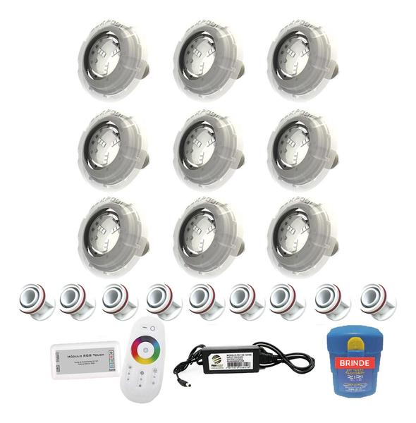 Imagem de Kit Led Piscina 72m² - 9 Led 4w, Módulo Rgb + Dispositivos