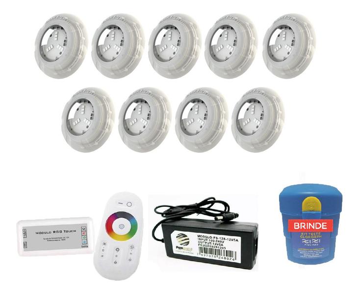 Imagem de Kit Led Piscina 72m² - 9 Leds 4w, 1 Módulo Rgb + Fonte