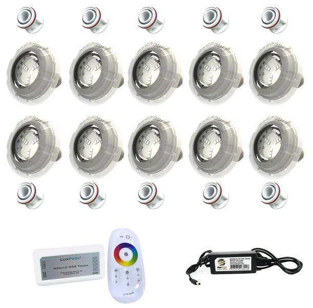 Imagem de Kit Led Piscina 80m² - 10 Led 4w, Módulo Rgb + Dispositivos