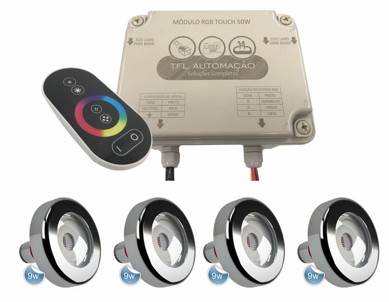 Imagem de Kit Led Piscina - Módulo Touch 50W + 4 Leds Rgb 9W Tholz