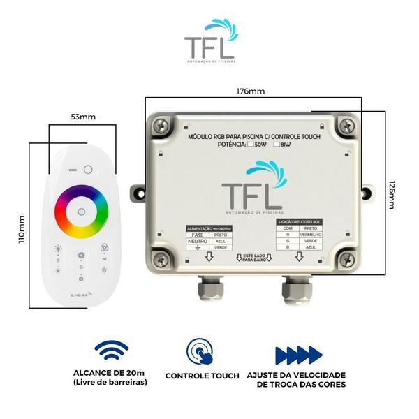 Imagem de Kit Led Pisicina - Contr Touch 81W + 10 Leds Rgb 6W Tholz