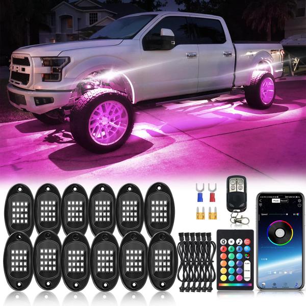 Imagem de Kit LED Rock Lights ZONECONA 12Pods RGB com controle APP/RF