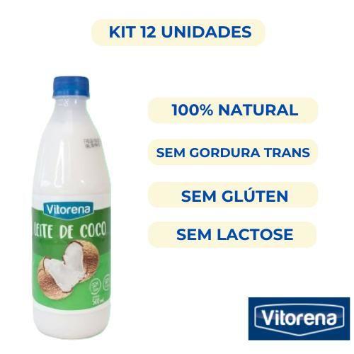 Imagem de Kit Leite de Coco Sem Glúten Sem Lactose Natural Vitorena 500ml - 12 unid