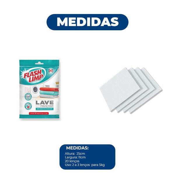 Imagem de Kit Lenço Lave Sem Manchar Antimancha 20 Lencos - Flash Limp