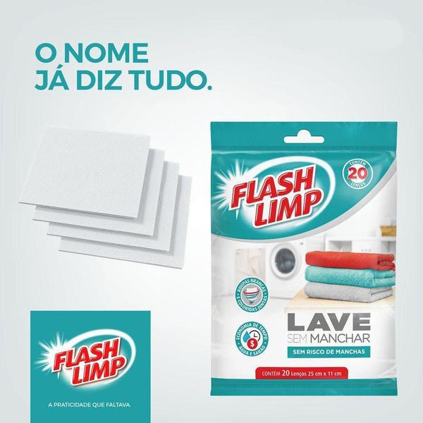 Imagem de Kit Lenço Lave Sem Manchar Antimancha 20 Lencos - Flash Limp