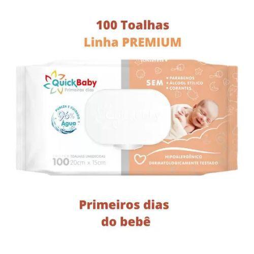 Imagem de Kit Lenço/Toalha umedecida Quick Baby Primeiros Dias c/ 500 unidades - 5 pacotes c/ 100 unid.