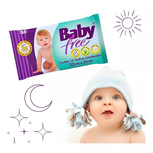 Imagem de Kit Lenço Umedecido - Baby Free 50uni C/3 Pacotes