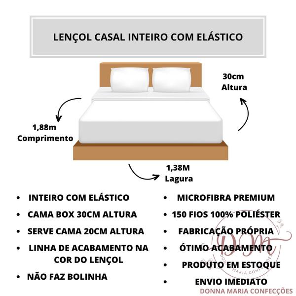 Imagem de Kit Lençol Cama Casal 4 peças Liso com Elástico e Fronha Cama Box