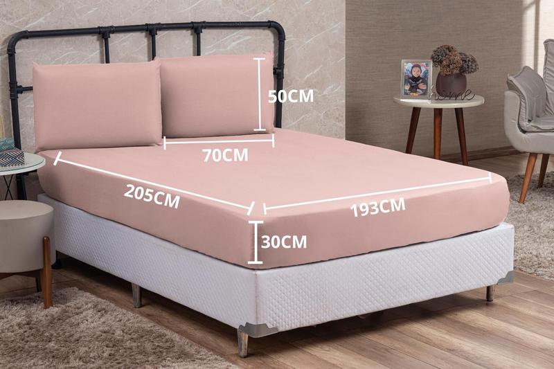 Imagem de Kit Lençol Cama King Size 3 peças Liso com Elástico e Fronha Cama Box