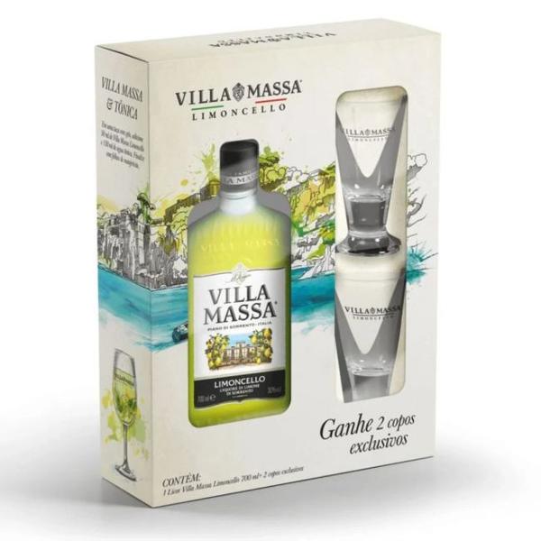 Imagem de Kit Licor Italiano Villa Massa Limoncello 700ml com 2 Copos