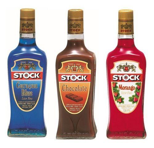 Imagem de Kit Licores Stock - Curaçau Blue, Morango e Chocolate 720ml