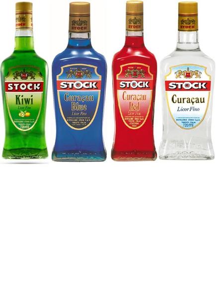 Imagem de Kit Licores Stock - Curaçau, Curaçau Blue, Red e Kiwi 720ml