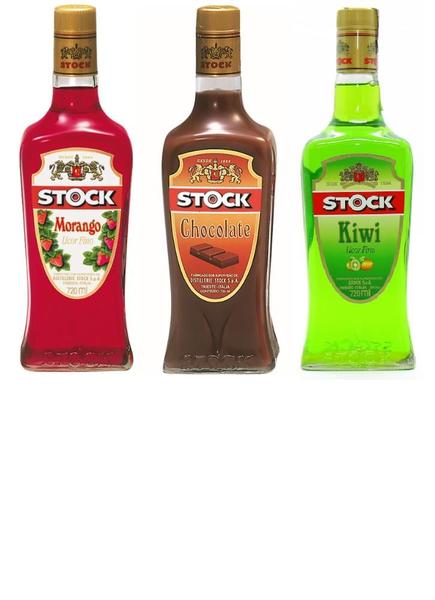 Kit Licores Stock - Morango, Kiwi e Chocolate 720ml cada Imagem de Kit Licores Stock - Morango, Kiwi e Chocolate 720ml cada