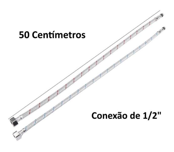 Imagem de Kit ligacao engate flexivel monocomando aco trancado ( quente/frio ) 45cm