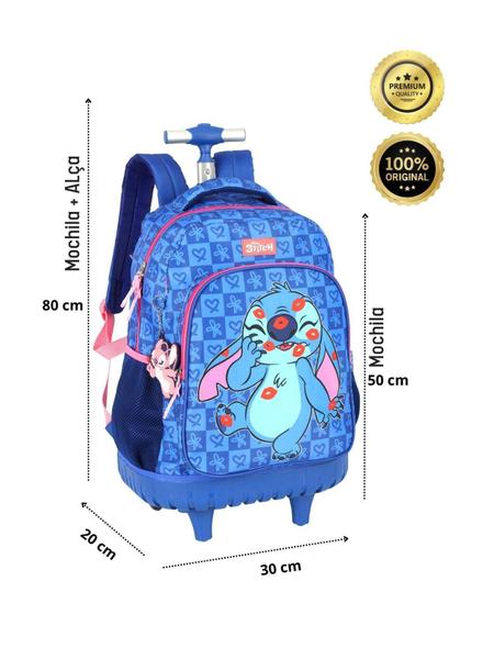 Imagem de Kit Lilo E Stitch Mochila, Lancheira, Chaveiro Angel - Azul