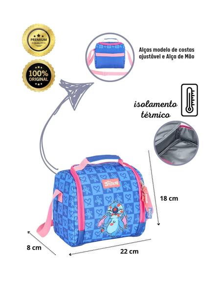 Imagem de Kit Lilo Stitch Mochila+Lancheira+Estojo+Garrafa 741 - Azul