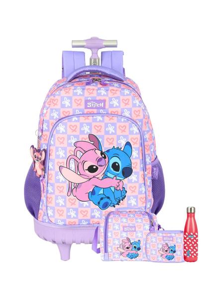 Imagem de Kit Lilo Stitch Mochila+Lancheira+Estojo+Garrafa 741 - Lilás