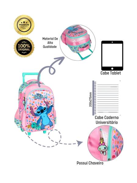 Imagem de Kit Lilo Stitch Mochila+Lancheira+Estojo Triplo+Garrafa 1551