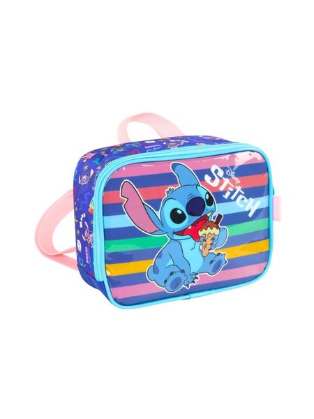 Imagem de Kit Lilo Stitch Mochila Rodas Costas Lancheira Estojo - Azul