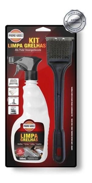 Imagem de Kit Limpa Grelhas Com Escova De Aço Prime Grill 500Ml