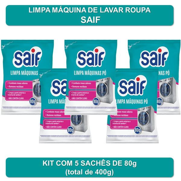 Imagem de Kit Limpa Máquina de Lavar Roupa Saif 80g - 5 unds