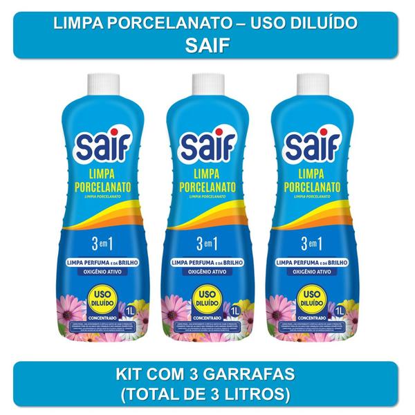 Imagem de Kit Limpa Piso Porcelanato Saif 1L - 3 unds