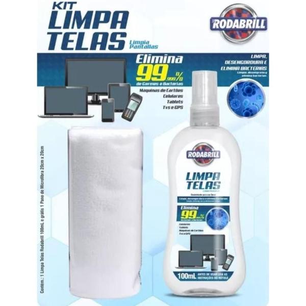 Imagem de Kit Limpa Telas Bactericida Rodabrill 100ml