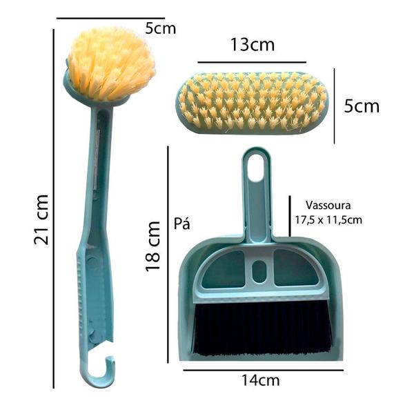 Imagem de Kit Limpeza 04 Peças Escova Multiuso Vassoura Pá Escova 10un