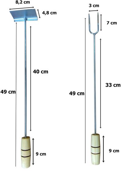 Imagem de Kit Limpeza Churrasqueira Pá E Rastelo Espalha Brasa E Garfo 49 cm