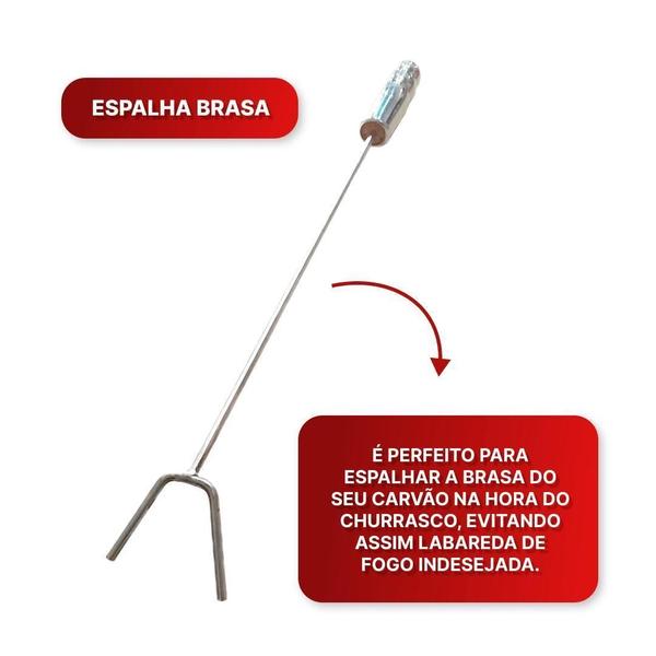 Imagem de Kit Limpeza Churrasqueira Pá Rastelo Espalha Brasa Inox