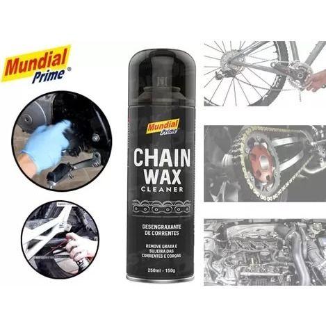 Imagem de kit Limpeza lubrificação corrente lubrificante desengraxante chain wax moto bike kart mundial prime